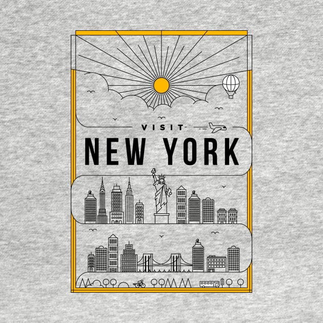 New York Minimal Lineal Poster by kursatunsal